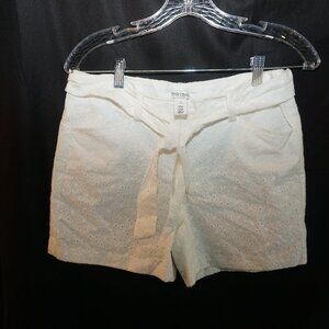 White House Black Market White Eyelet Lace Mini Belted Shorts NWT 2